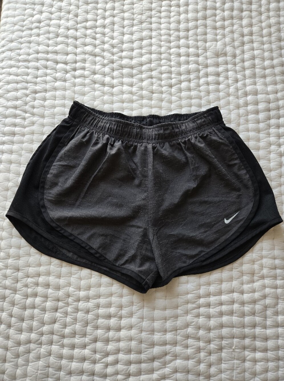 Nike Women's Dri-fit 3" Gray Athletic Shorts with Contrast Swoosh Size Small
